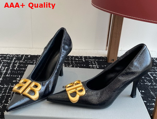 Balenciaga Monaco 90mm Pump in Black Arena Lambskin Replica