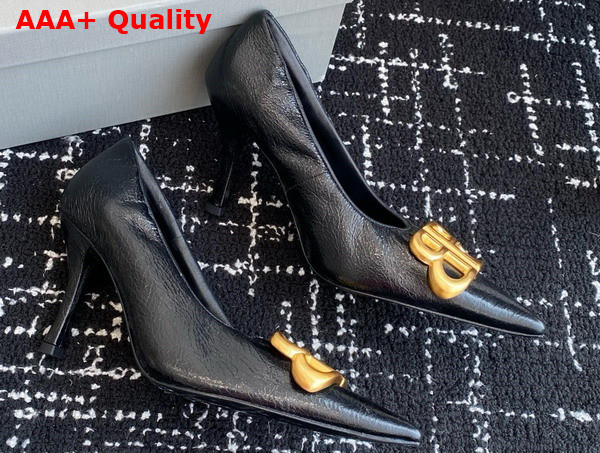 Balenciaga Monaco 90mm Pump in Black Arena Lambskin Replica