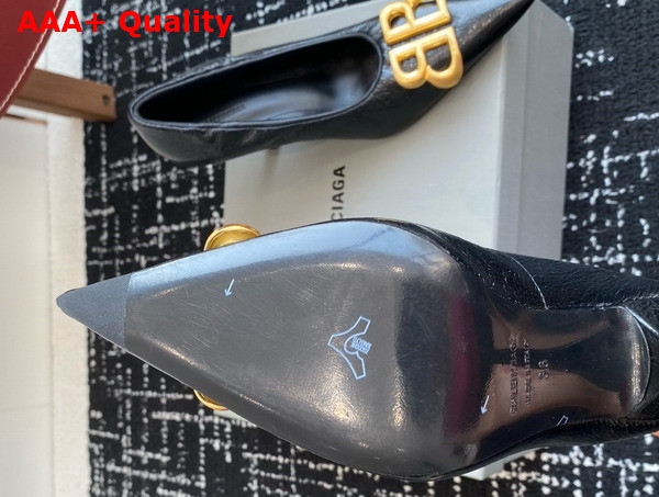Balenciaga Monaco 90mm Pump in Black Arena Lambskin Replica