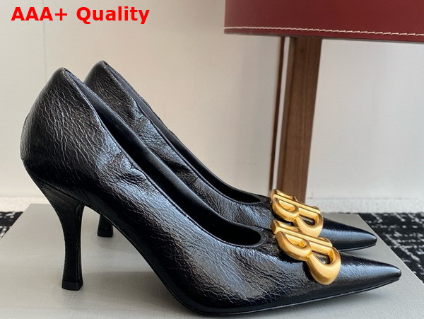 Balenciaga Monaco 90mm Pump in Black Arena Lambskin Replica