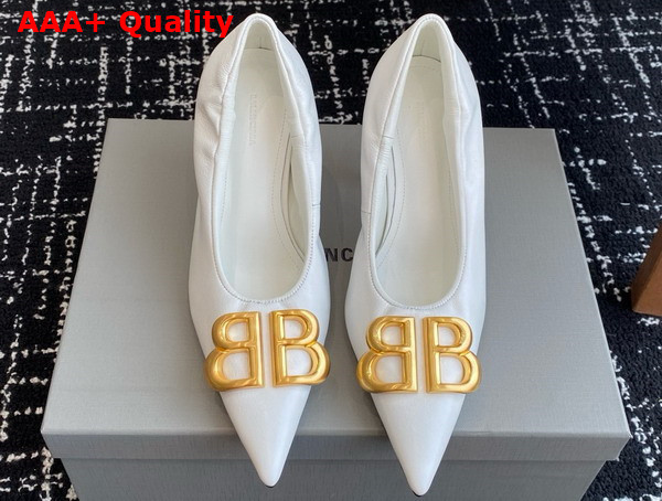 Balenciaga Monaco 90mm Pump in White Arena Lambskin Replica