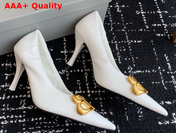 Balenciaga Monaco 90mm Pump in White Arena Lambskin Replica