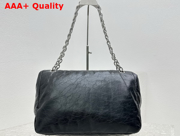 Balenciaga Monaco Medium Chain Bag in Black Arena Calfskin Replica