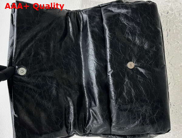 Balenciaga Monaco Medium Chain Bag in Black Arena Calfskin Replica