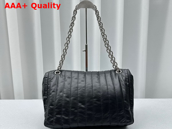 Balenciaga Monaco Medium Chain Bag in Black Quilted Thin Calfskin Aged Silver Hardware Replica