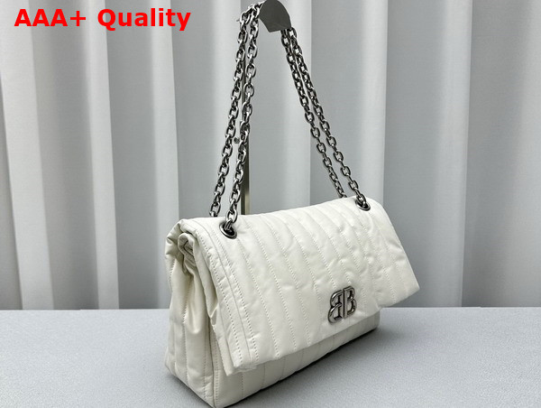 Balenciaga Monaco Medium Chain Bag in Off White Quilted Thin Calfskin Aged Silver Hardware Replica