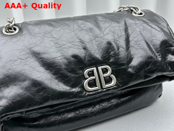 Balenciaga Monaco Small Chain Bag in Black Arena Calfskin Replica