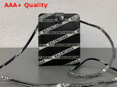 Balenciaga Monogram Explorer Strap Wallet Black and Dark Grey Soft Calfskin Replica