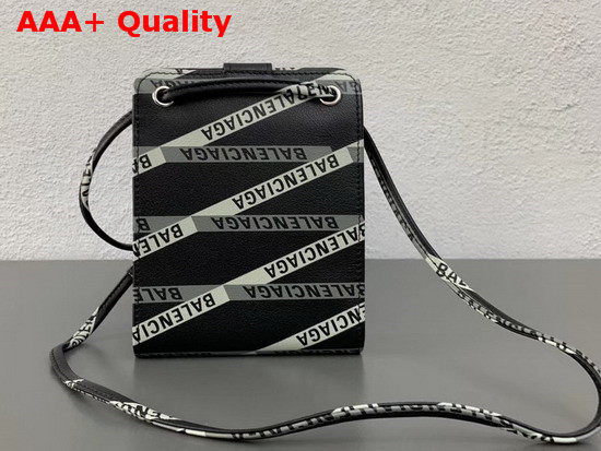 Balenciaga Monogram Explorer Strap Wallet Black and Dark Grey Soft Calfskin Replica