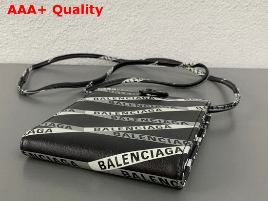 Balenciaga Monogram Explorer Strap Wallet Black and Dark Grey Soft Calfskin Replica