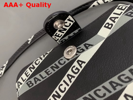 Balenciaga Monogram Explorer Strap Wallet Black and Dark Grey Soft Calfskin Replica