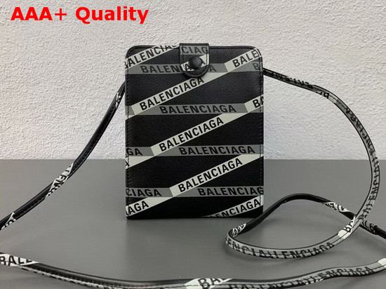 Balenciaga Monogram Explorer Strap Wallet Black and Dark Grey Soft Calfskin Replica