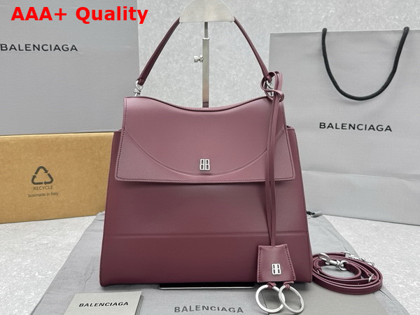 Balenciaga Nano Handbag Medium in Dark Burgundy Smooth Thin Calfskin with Shiny Silver Hardware Replica