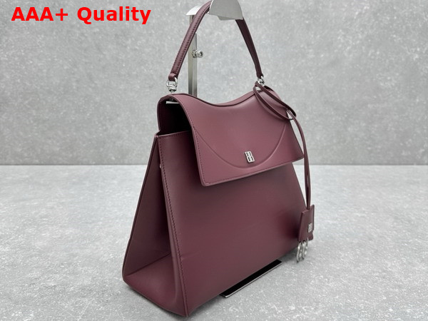 Balenciaga Nano Handbag Medium in Dark Burgundy Smooth Thin Calfskin with Shiny Silver Hardware Replica