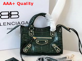 Balenciaga Nano Metallic Edge City Bag Green Crocodile Effect Replica