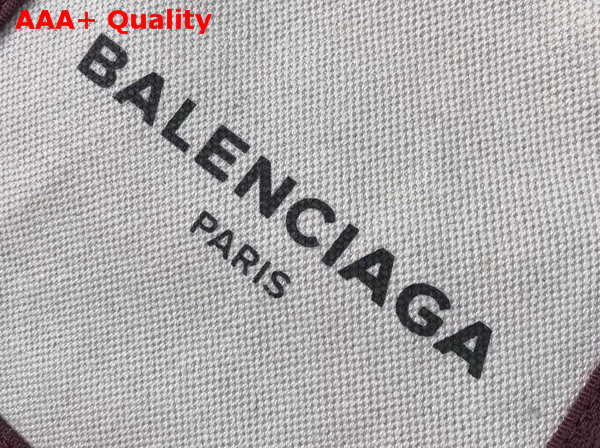 Balenciaga Navy Cabas S Cotton Canvas Summer Bag Natural Burgundy Replica