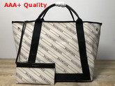 Balenciaga Navy Cabas S Stripe Logo Natural and Black Replica