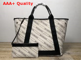 Balenciaga Navy Cabas XS Stripe Logo Natural and Black Replica