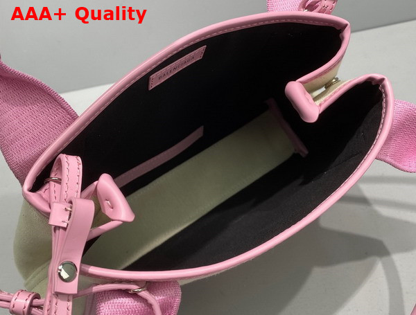 Balenciaga Navy XS Cabas in Light Beige Cotton Canvas and Pink Calfskin Replica