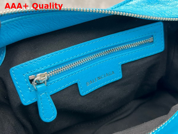 Balenciaga Neo Cagole XS Handbag in Blue Arena Lambskin Aged Silver Hardware Replica