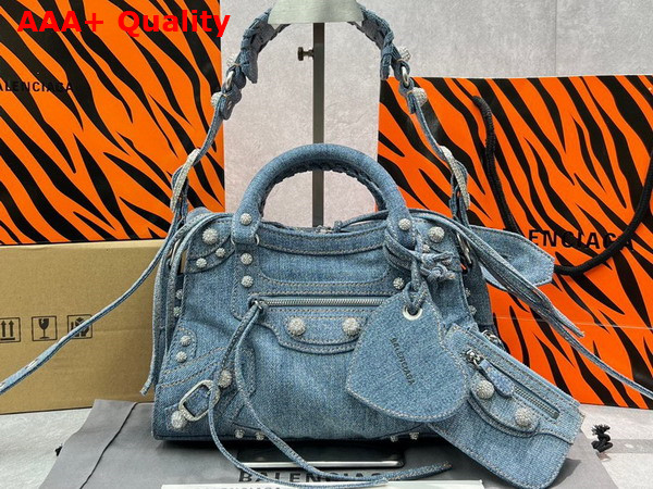 Balenciaga Neo Cagole XS Handbag in Blue Denim Replica