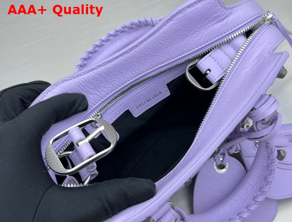 Balenciaga Neo Cagole XS Handbag in Light Purple Arena Lambskin Aged Silver Hardware Replica