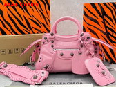 Balenciaga Neo Cagole XS Handbag in Pink Arena Lambskin Aged Silver Hardware Replica