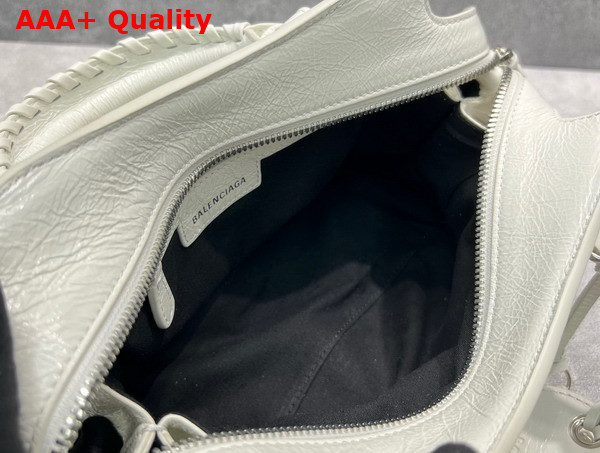 Balenciaga Neo Cagole XS Handbag in White Arena Lambskin Aged Silver Hardware Replica