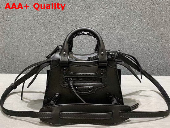 Balenciaga Neo Classic Mini Top Handle Bag in Black Smooth Calfskin Black Matte Hardware Replica
