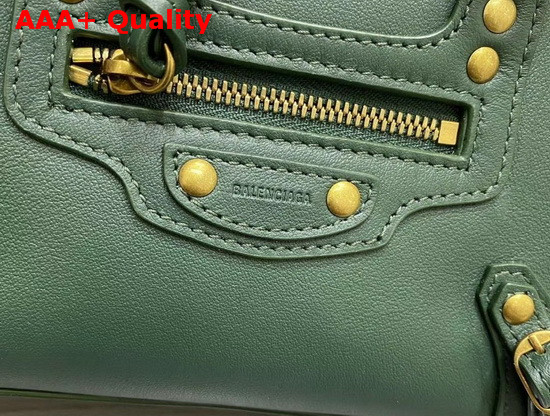 Balenciaga Neo Classic Mini Top Handle Bag in Green Smooth Calfskin Aged Gold Hardware Replica