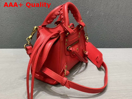 Balenciaga Neo Classic Mini Top Handle Bag in Red Smooth Calfskin Aged Gold Hardware Replica