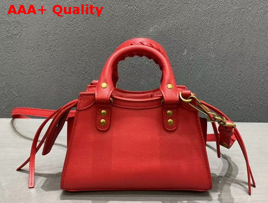 Balenciaga Neo Classic Mini Top Handle Bag in Red Smooth Calfskin Aged Gold Hardware Replica
