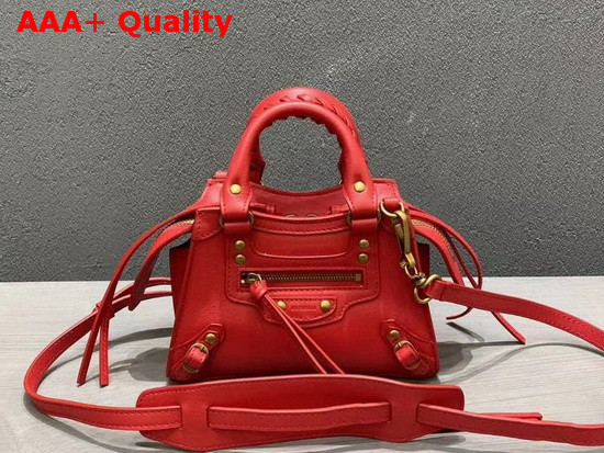 Balenciaga Neo Classic Mini Top Handle Bag in Red Smooth Calfskin Aged Gold Hardware Replica