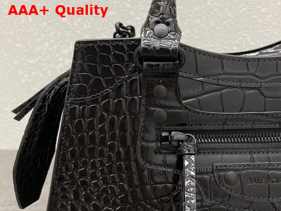 Balenciaga Neo Classic Small Top Handle Bag in Black Shiny Crocodile Embossed Calfskin Replica