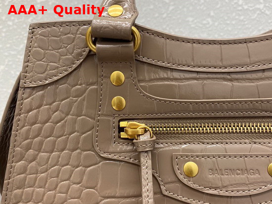 Balenciaga Neo Classic Small Top Handle Bag in Dark Beige Shiny Crocodile Embossed Calfskin Replica