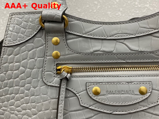 Balenciaga Neo Classic Small Top Handle Bag in Steel Grey Shiny Crocodile Embossed Calfskin Replica