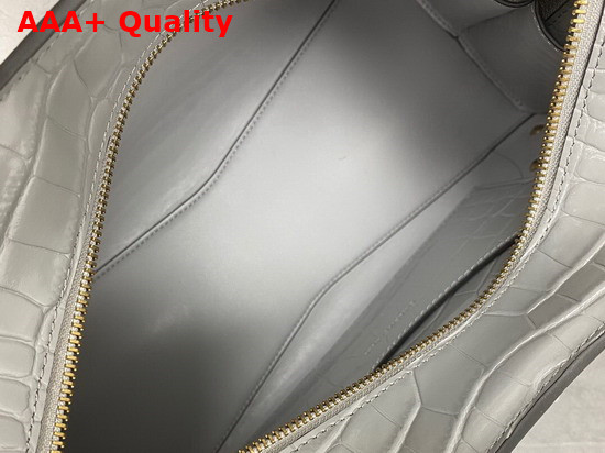 Balenciaga Neo Classic Small Top Handle Bag in Steel Grey Shiny Crocodile Embossed Calfskin Replica