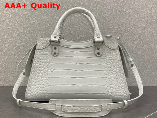 Balenciaga Neo Classic Small Top Handle Bag in White Shiny Crocodile Embossed Calfskin Replica