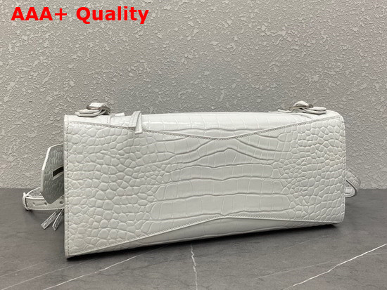 Balenciaga Neo Classic Small Top Handle Bag in White Shiny Crocodile Embossed Calfskin Replica
