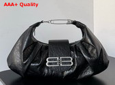 Balenciaga Pamela Shoulder Bag Medium in Black Arena Lambskin with Aged Silver Hardware Replica