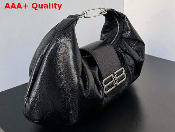 Balenciaga Pamela Shoulder Bag Medium in Black Arena Lambskin with Aged Silver Hardware Replica