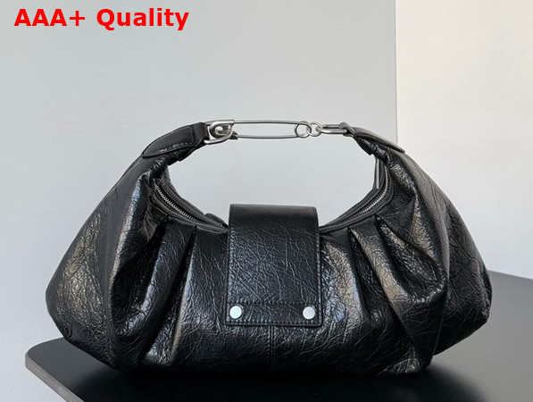 Balenciaga Pamela Shoulder Bag Medium in Black Arena Lambskin with Aged Silver Hardware Replica