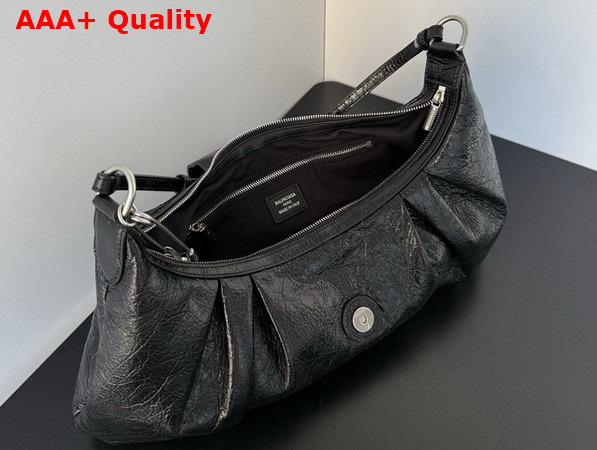 Balenciaga Pamela Shoulder Bag Medium in Black Arena Lambskin with Aged Silver Hardware Replica