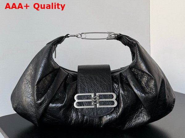 Balenciaga Pamela Shoulder Bag Medium in Black Arena Lambskin with Aged Silver Hardware Replica