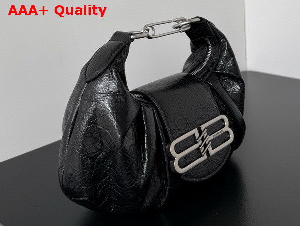 Balenciaga Pamela Shoulder Bag Small in Black Arena Lambskin Aged Silver Hardware Replica