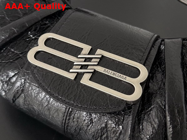 Balenciaga Pamela Shoulder Bag Small in Black Arena Lambskin Aged Silver Hardware Replica
