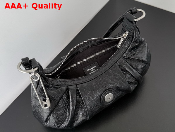 Balenciaga Pamela Shoulder Bag Small in Black Arena Lambskin Aged Silver Hardware Replica