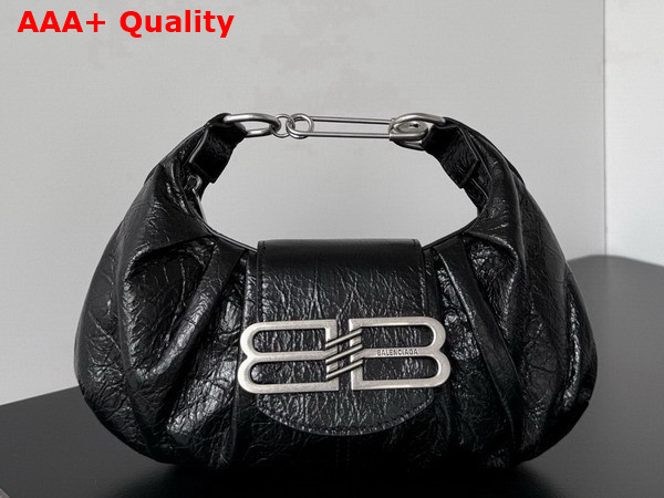 Balenciaga Pamela Shoulder Bag Small in Black Arena Lambskin Aged Silver Hardware Replica