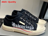 Balenciaga Paris Low Top in Black Destroyed Cotton with Balenciaga Print Replica