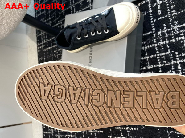 Balenciaga Paris Low Top in Black Destroyed Cotton with Balenciaga Print Replica